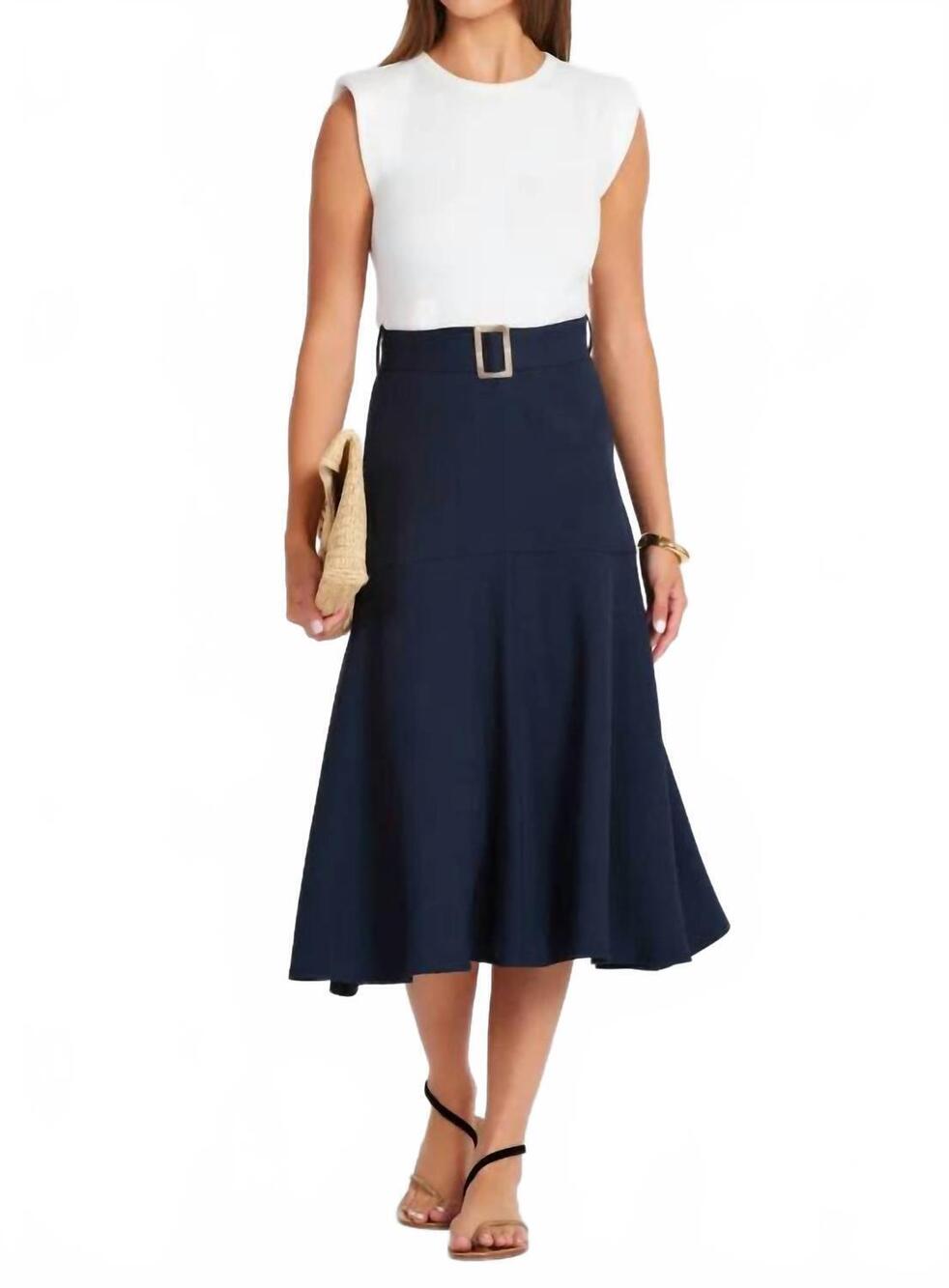 NEW BISHOP + YOUNG kristopher twofer midi dress in navy